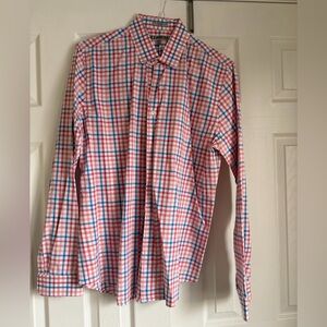 Express Men's Multicolor Plaid Button Down Fitted Shirt